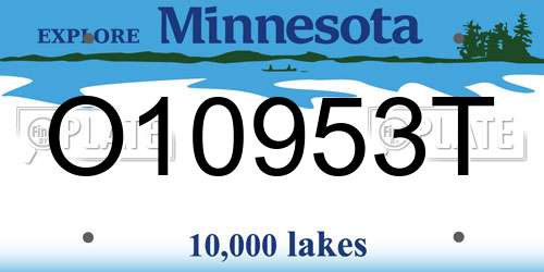 O10953T Minnesota License Plate