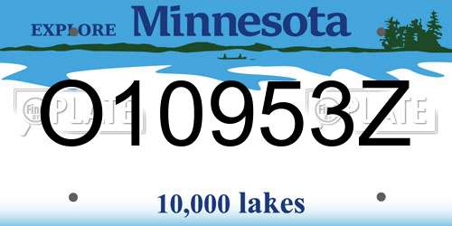 O10953Z Minnesota License Plate