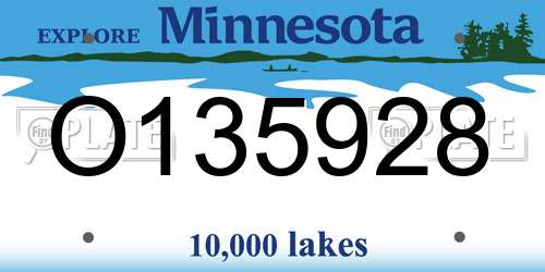 O135928 Minnesota License Plate