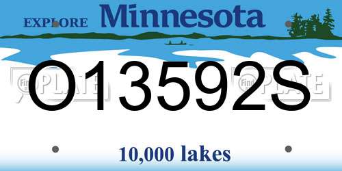 O13592S Minnesota License Plate