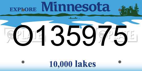O135975 Minnesota License Plate