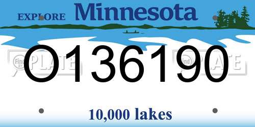 O136190 Minnesota License Plate