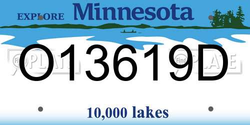 O13619D Minnesota License Plate