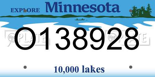 O138928 Minnesota License Plate