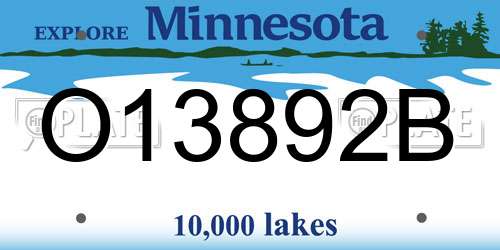 O13892B Minnesota License Plate