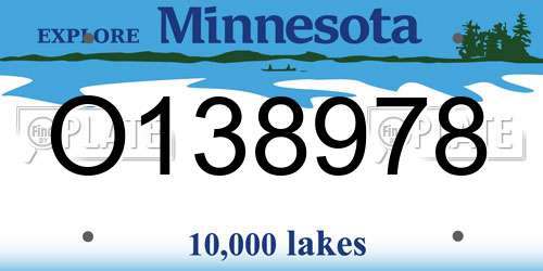 O138978 Minnesota License Plate