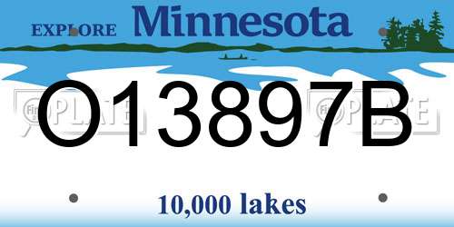 O13897B Minnesota License Plate