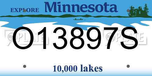 O13897S Minnesota License Plate