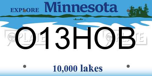 O13HOB Minnesota License Plate