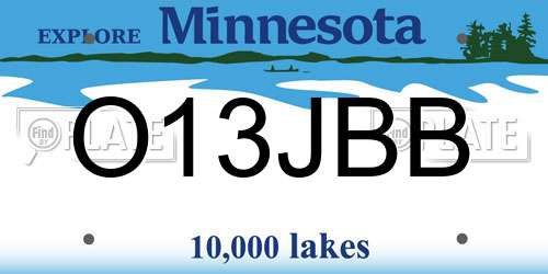 O13JBB Minnesota License Plate