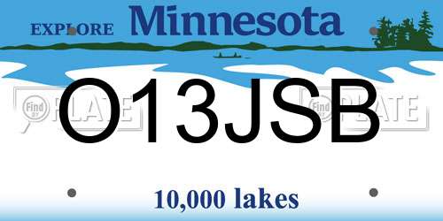 O13JSB Minnesota License Plate
