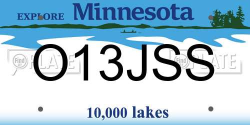 O13JSS Minnesota License Plate