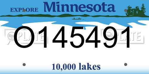 O145491 Minnesota License Plate