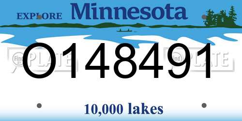 O148491 Minnesota License Plate