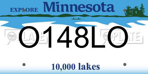 O148LO Minnesota License Plate