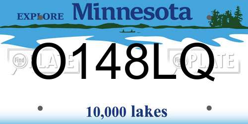 O148LQ Minnesota License Plate
