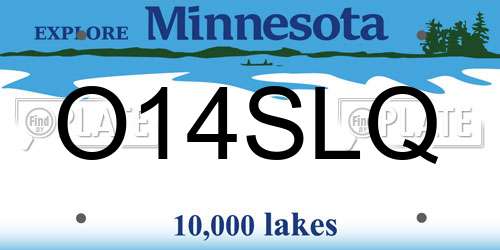 O14SLQ Minnesota License Plate