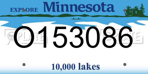 O153086 Minnesota License Plate