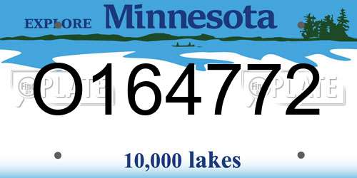 O164772 Minnesota License Plate