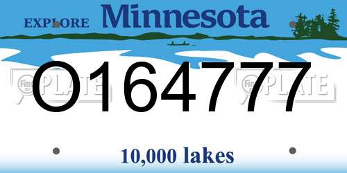 O164777 Minnesota License Plate