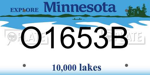 O1653B Minnesota License Plate