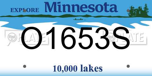 O1653S Minnesota License Plate