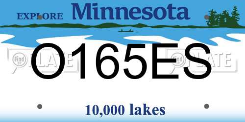 O165ES Minnesota License Plate