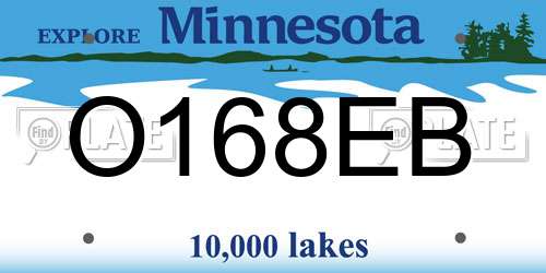 O168EB Minnesota License Plate