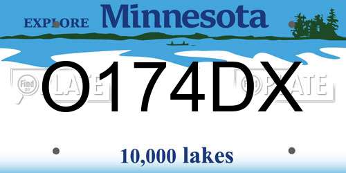 O174DX Minnesota License Plate