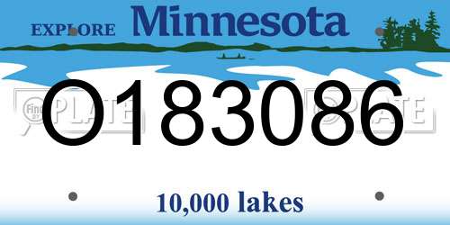 O183086 Minnesota License Plate