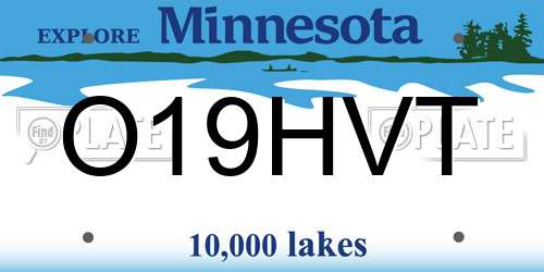 O19HVT Minnesota License Plate