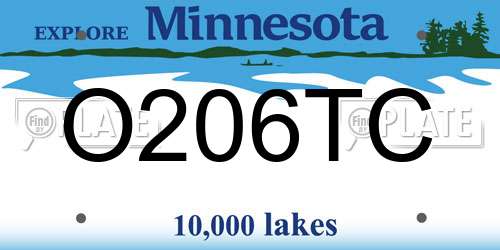 O206TC Minnesota License Plate