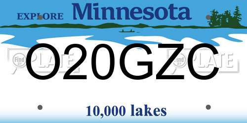 O20GZC Minnesota License Plate
