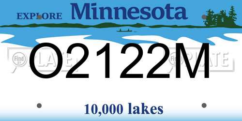O2122M Minnesota License Plate