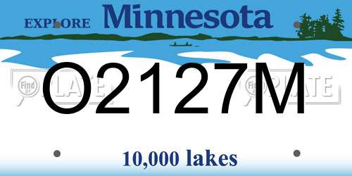 O2127M Minnesota License Plate