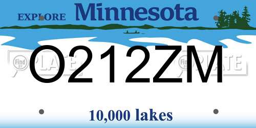 O212ZM Minnesota License Plate