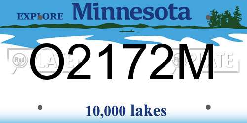 O2172M Minnesota License Plate