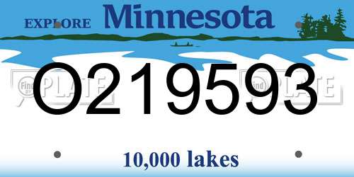 O219593 Minnesota License Plate