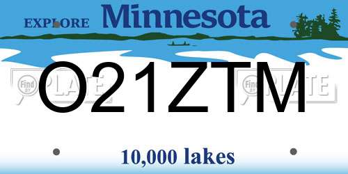 O21ZTM Minnesota License Plate