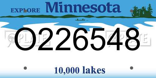 O226548 Minnesota License Plate