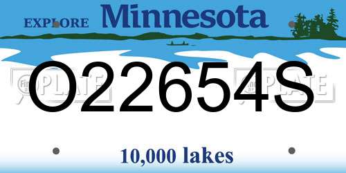 O22654S Minnesota License Plate