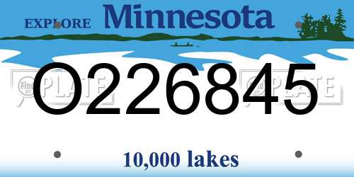 O226845 Minnesota License Plate