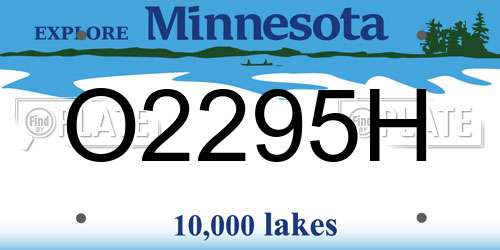 O2295H Minnesota License Plate