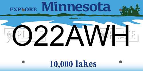 O22AWH Minnesota License Plate