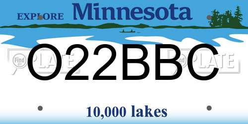 O22BBC Minnesota License Plate