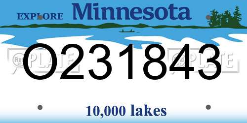 O231843 Minnesota License Plate