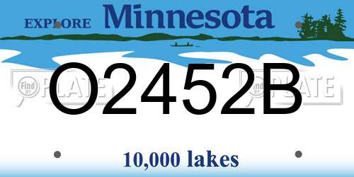 O2452B Minnesota License Plate