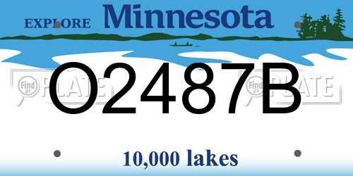 O2487B Minnesota License Plate