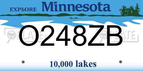 O248ZB Minnesota License Plate