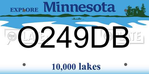 O249DB Minnesota License Plate